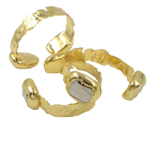 White Pearl Cuff Bracelet-ToShay.org