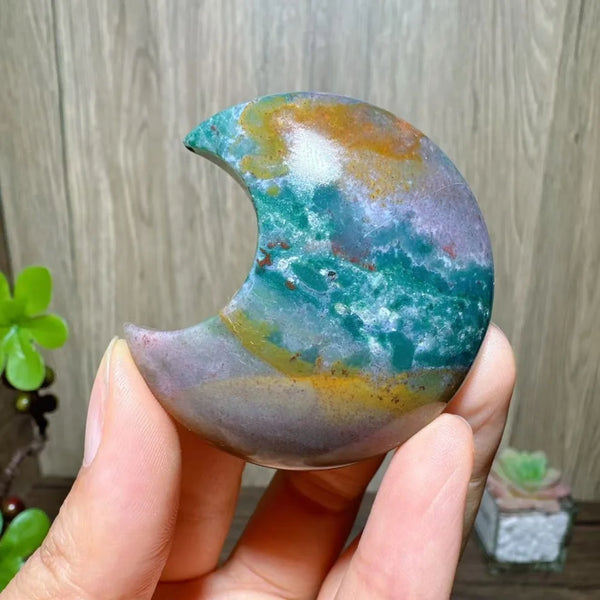 Green Moss Agate Moon-ToShay.org