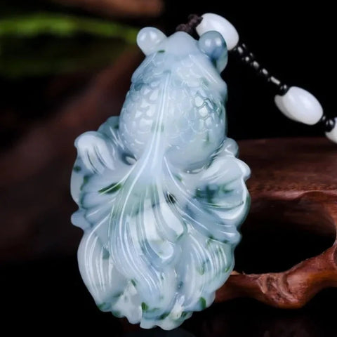 Blue Jade Goldfish Pendant-ToShay.org