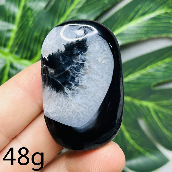 Black White Agate Palm Stone-ToShay.org