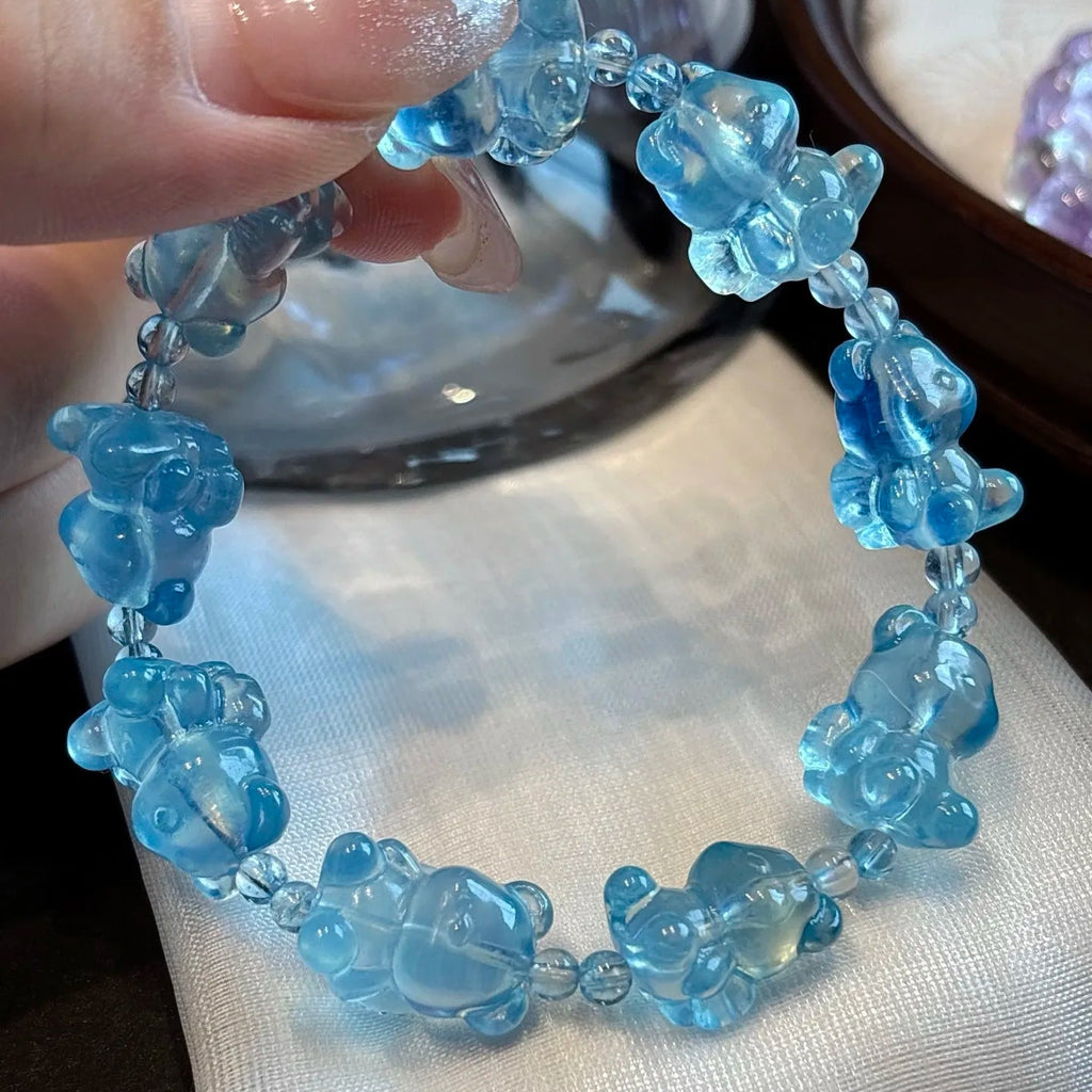 Blue Aquamarine Bear Bracelet-ToShay.org