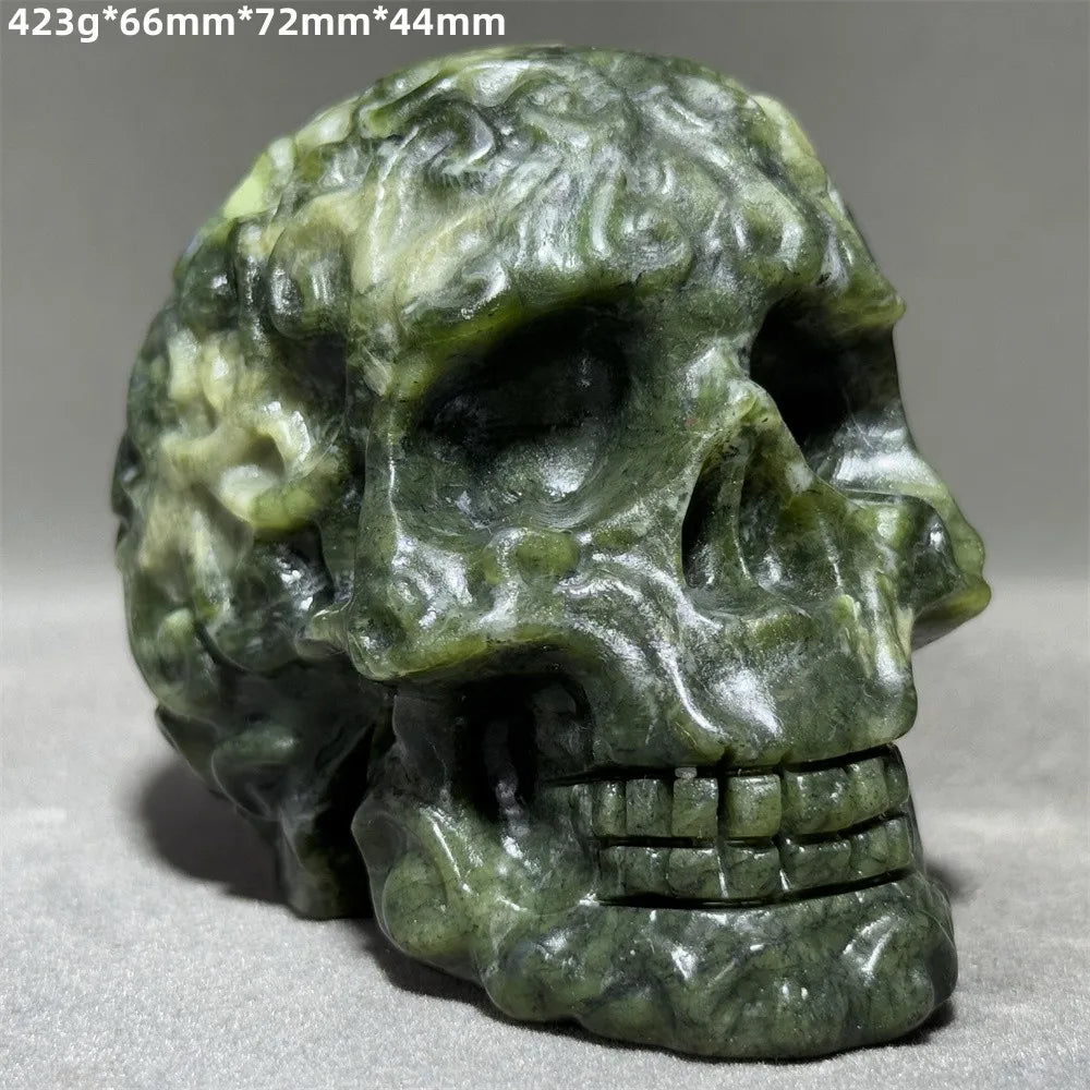 Green Jade Carved Skull-ToShay.org