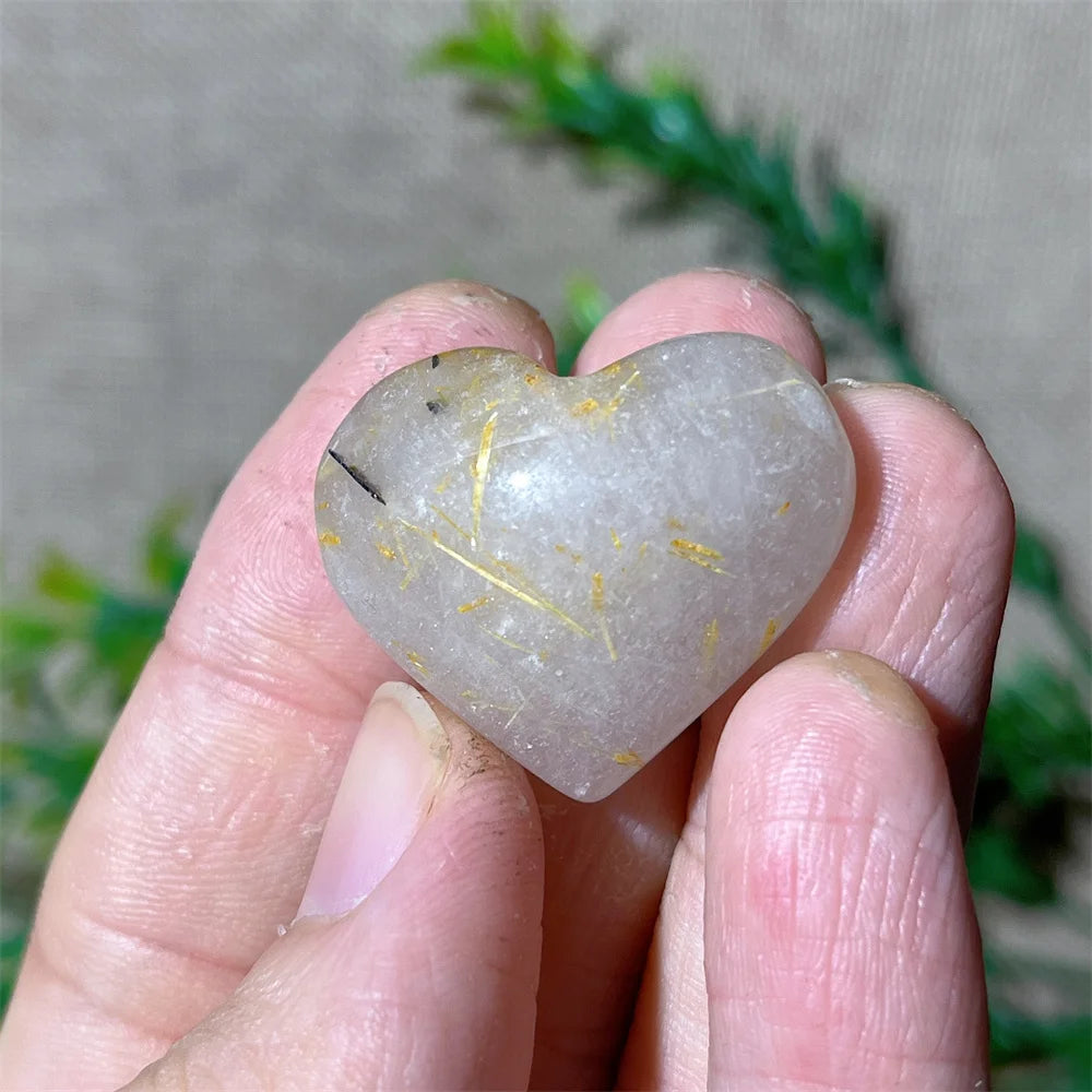 Gold Hair Rutile Quartz Heart-ToShay.org