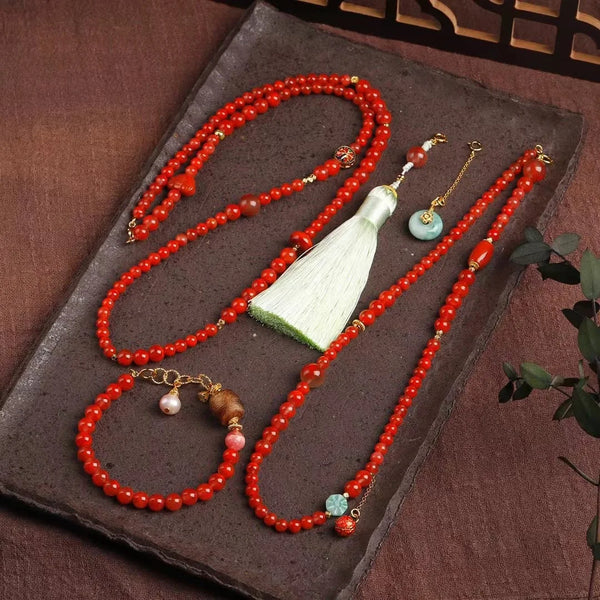 Red Agate Mala Beads-ToShay.org