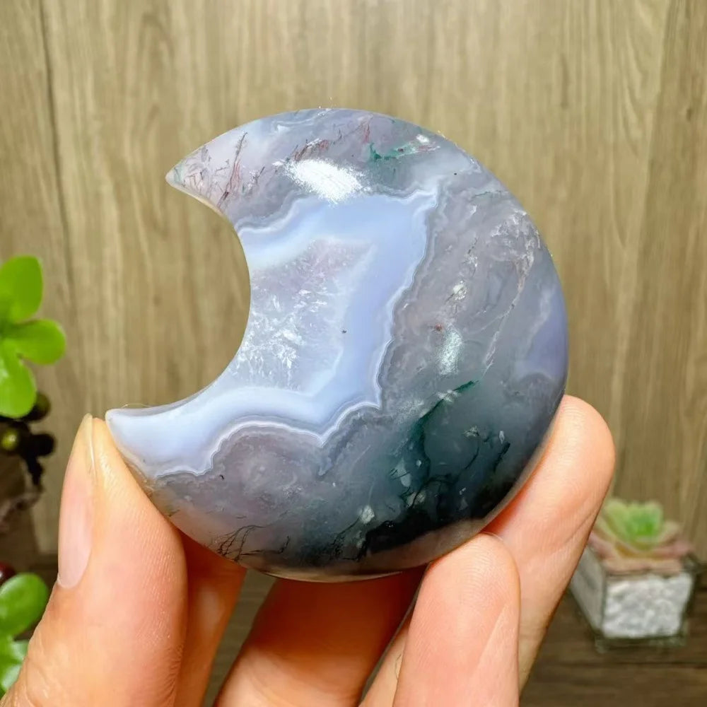 Green Moss Agate Moon-ToShay.org