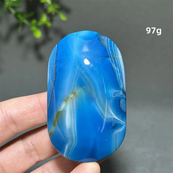 Blue Agate Palm Stone-ToShay.org