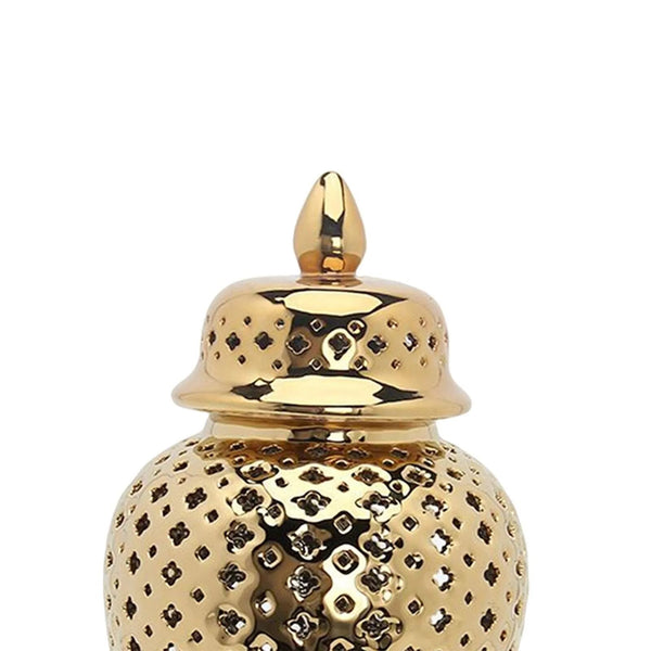 Gold Pierced Ceramic Vase-ToShay.org