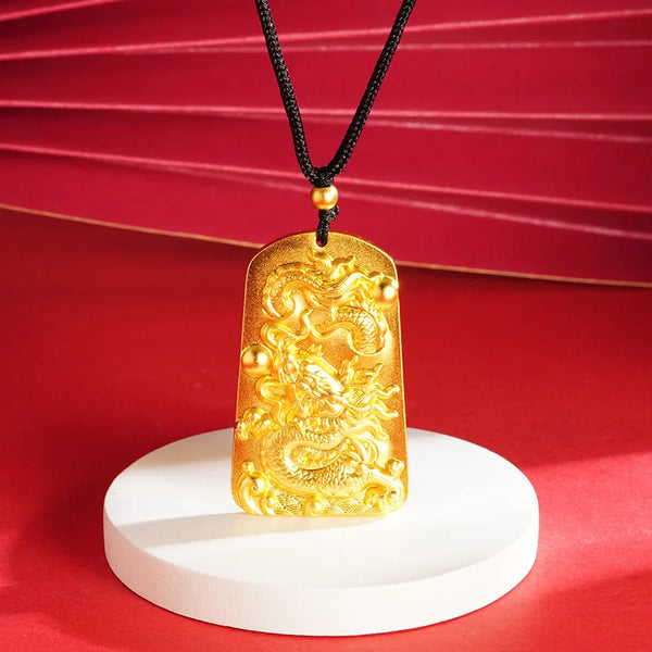 Gold Panlong Fu Pendant-ToShay.org