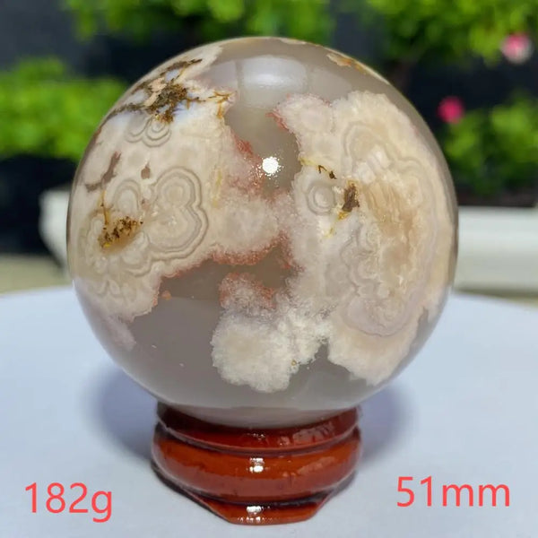 Pink Cherry Blossom Agate Ball-ToShay.org