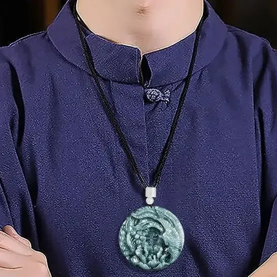Blue Jadeite Phoenix Pendant-ToShay.org