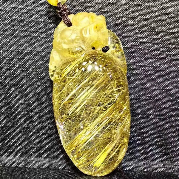 Gold Rutilated Quartz Pendant-ToShay.org