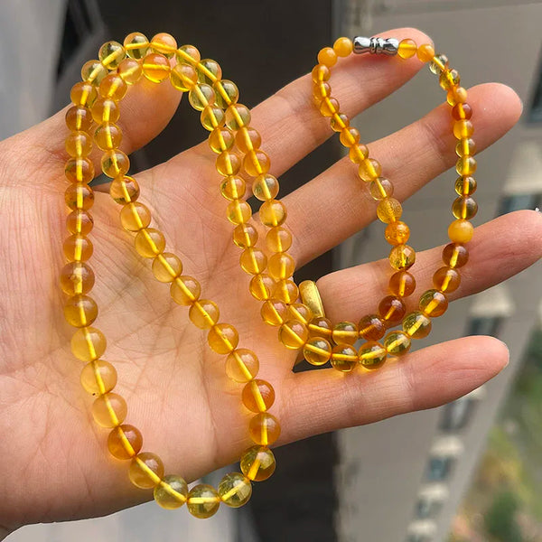 Yellow Amber Bead Necklace-ToShay.org