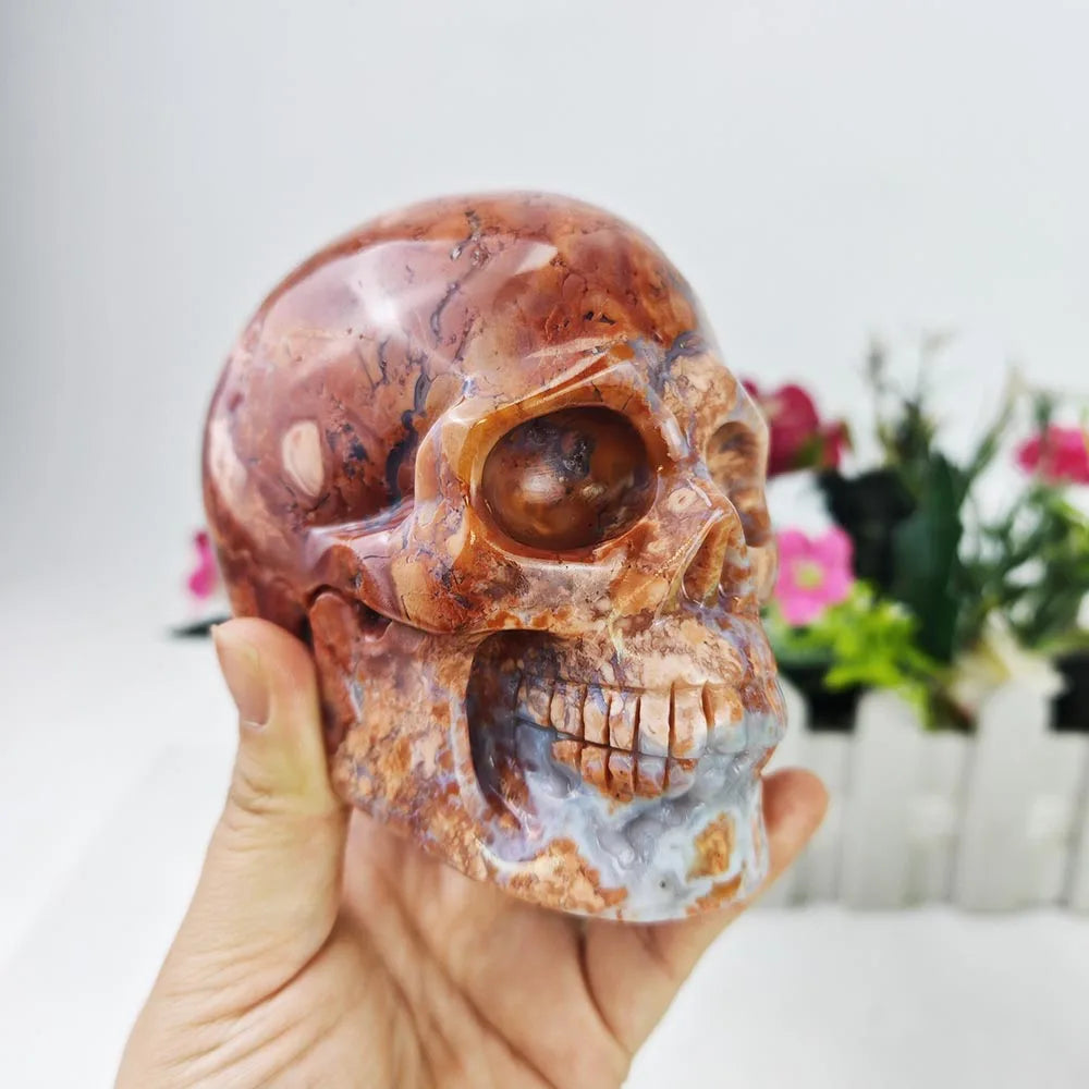 Red Petal Agate Skull-ToShay.org