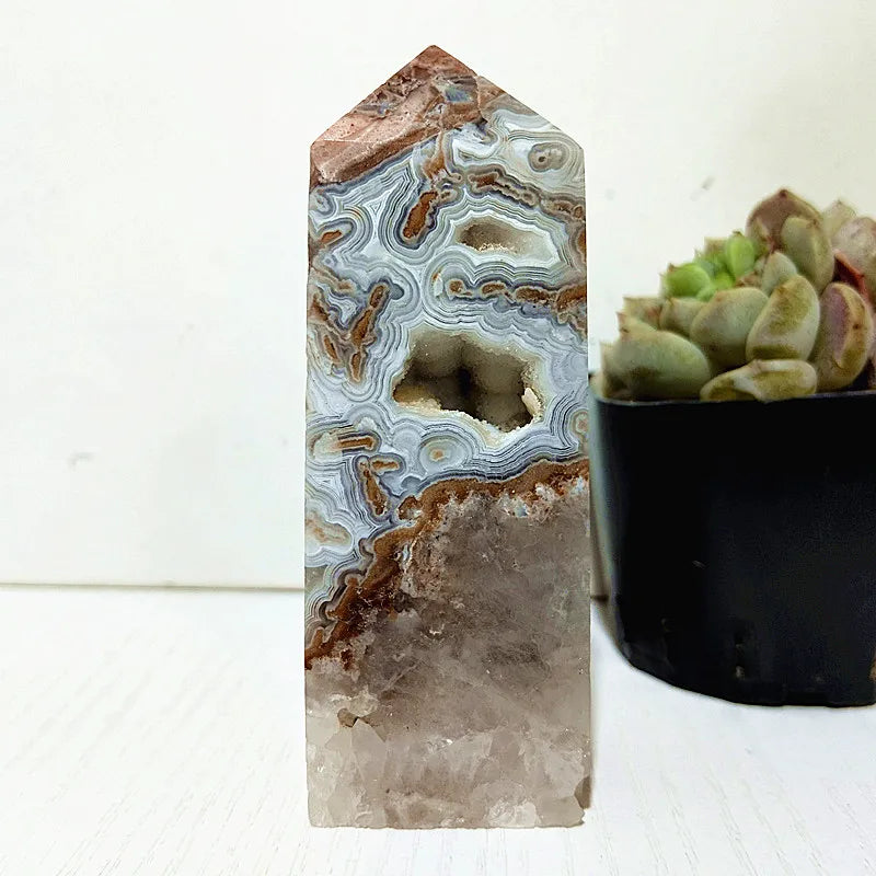 Red Lace Agate Crystal Tower-ToShay.org