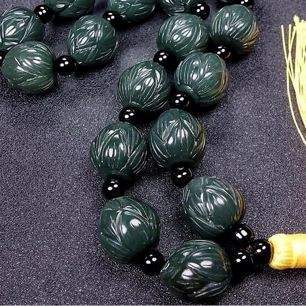 Green Jadeite Buddha Beads-ToShay.org