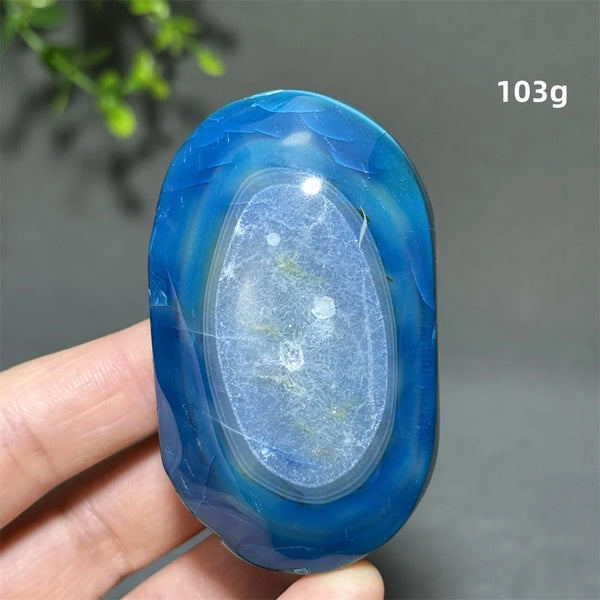 Blue Agate Palm Stone-ToShay.org