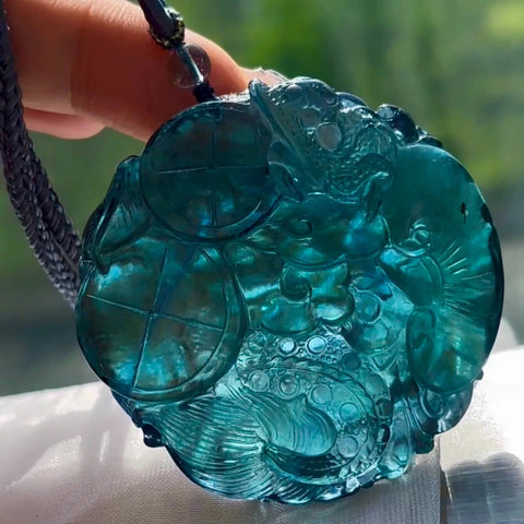 Blue Aquamarine Dragon Pendant-ToShay.org