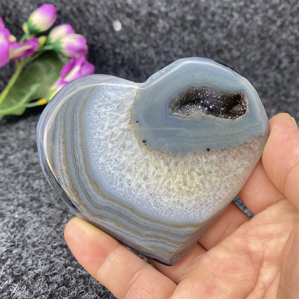 Grey Agate Geode Heart-ToShay.org