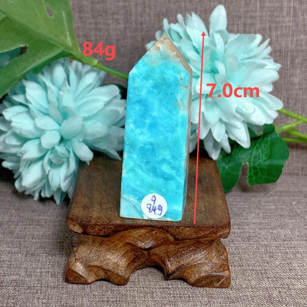 Blue Caribbean Calcite Point-ToShay.org