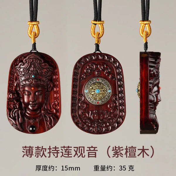 Sandalwood Guanyin Pendant-ToShay.org