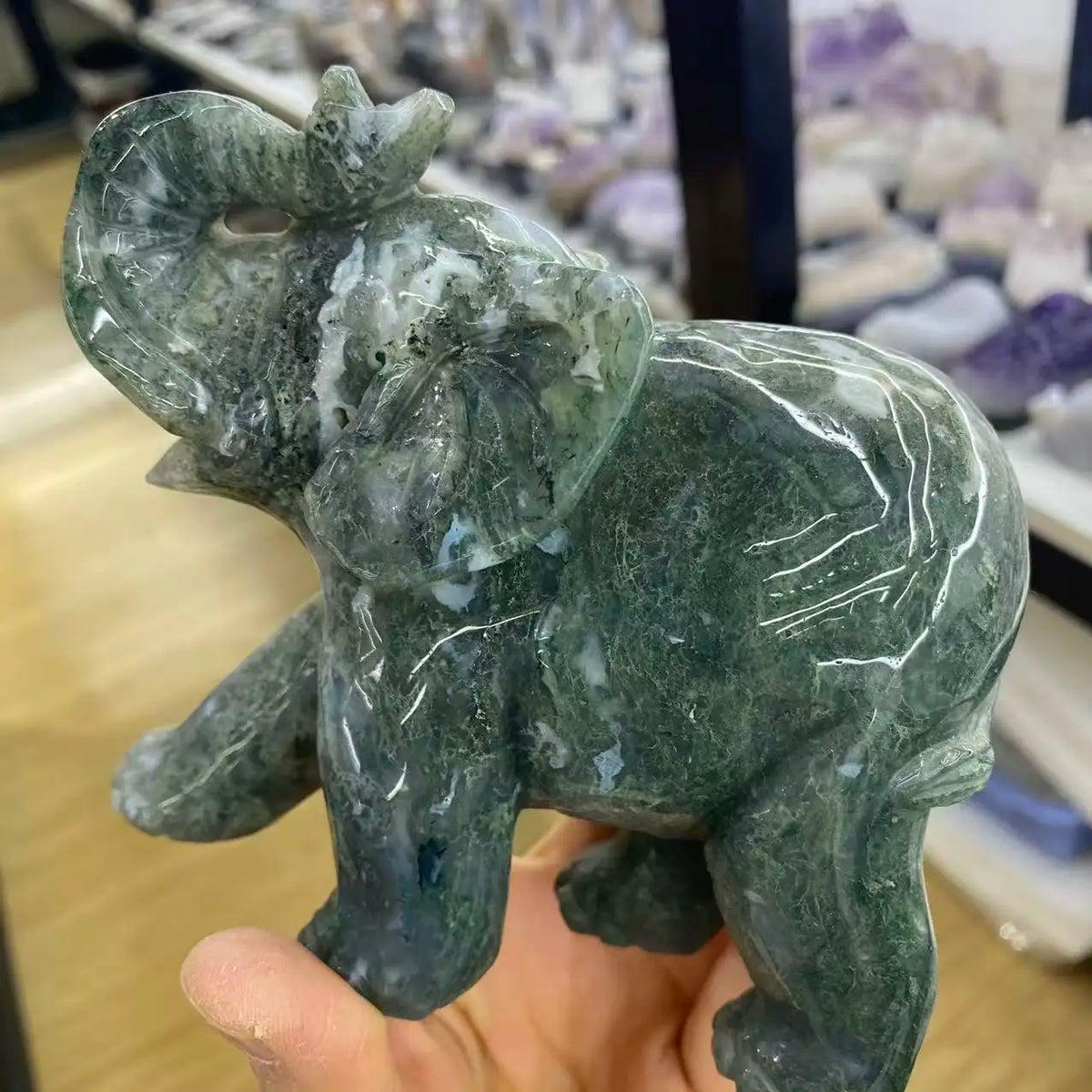 Green Moss Agate Elephant-ToShay.org
