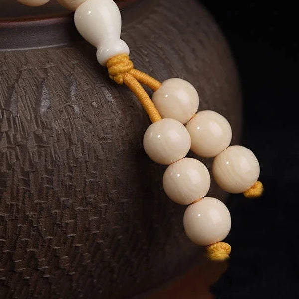 White Camel Bone Bead Mala-ToShay.org