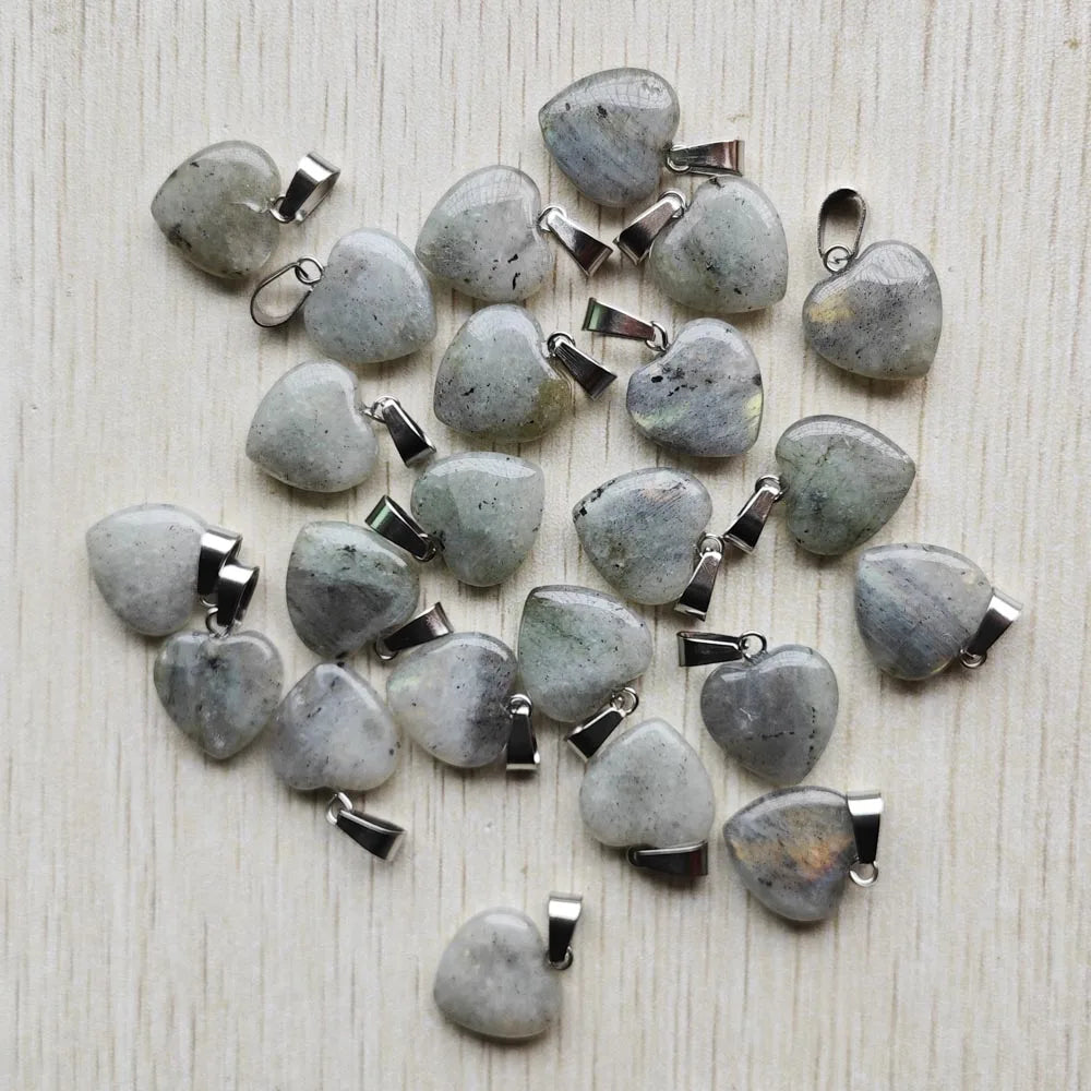 Grey Labradorite Heart Pendants-ToShay.org