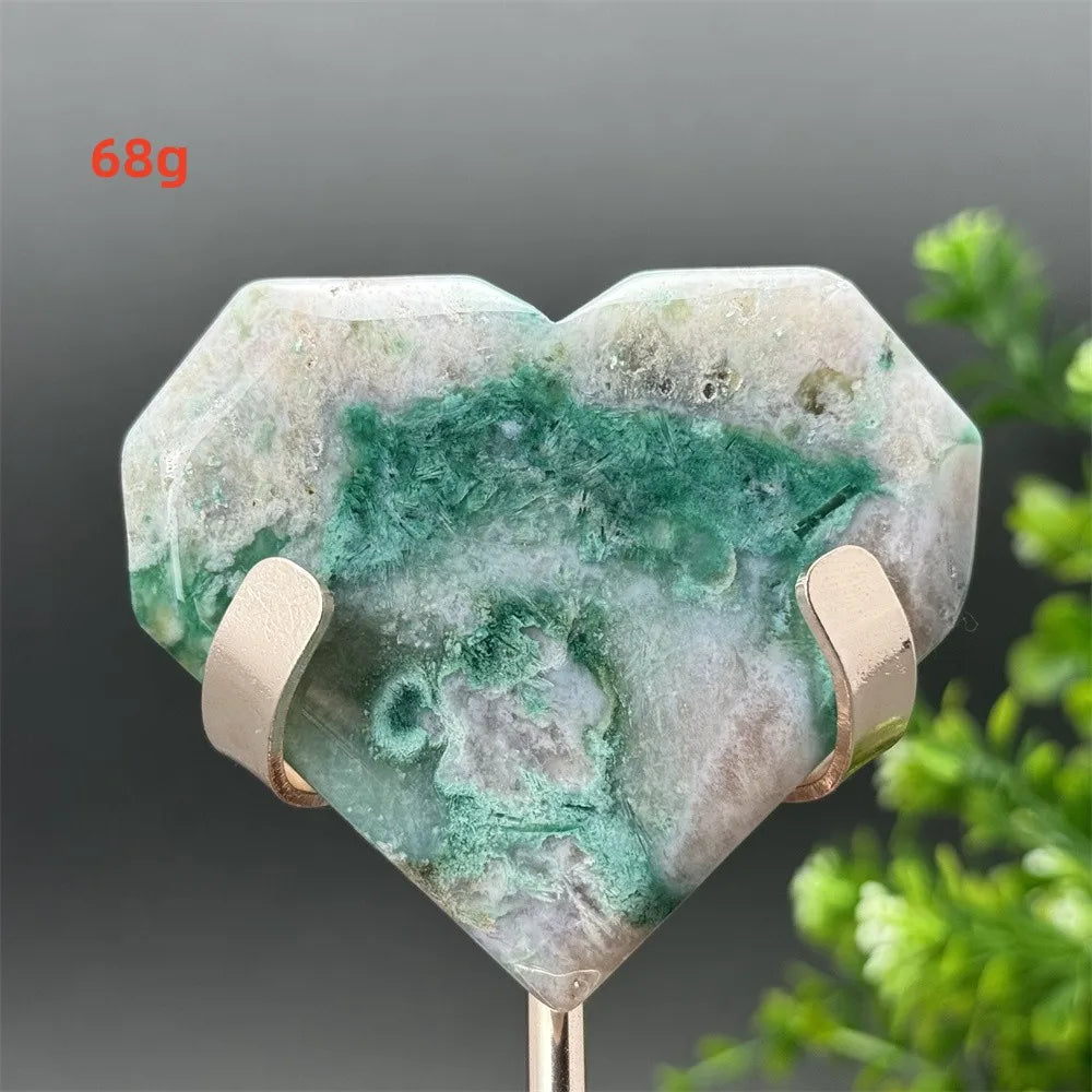 Green Cherry Blossom Agate Heart-ToShay.org