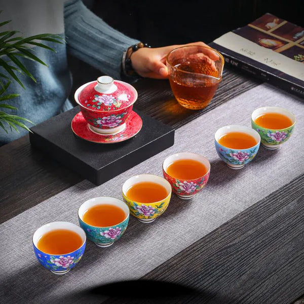 Enamel Porcelain Tea Cup Set-ToShay.org