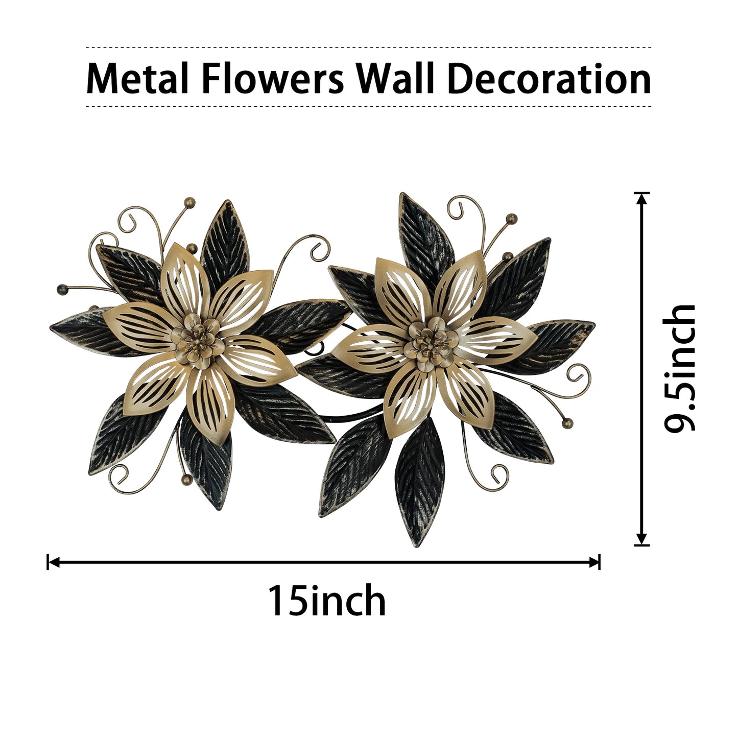 Black Gold Iron Flowers Wall Art-ToShay.org