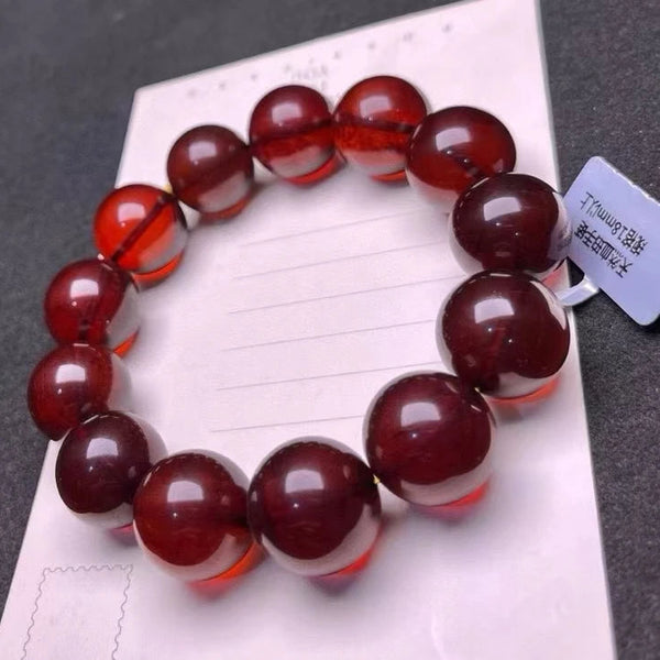 Red Amber Bead Bracelet-ToShay.org