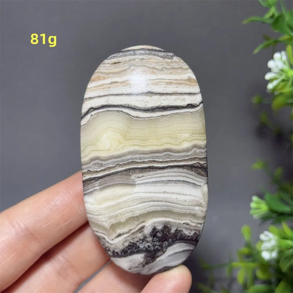 Grey Striped Calcite Palm Stone-ToShay.org