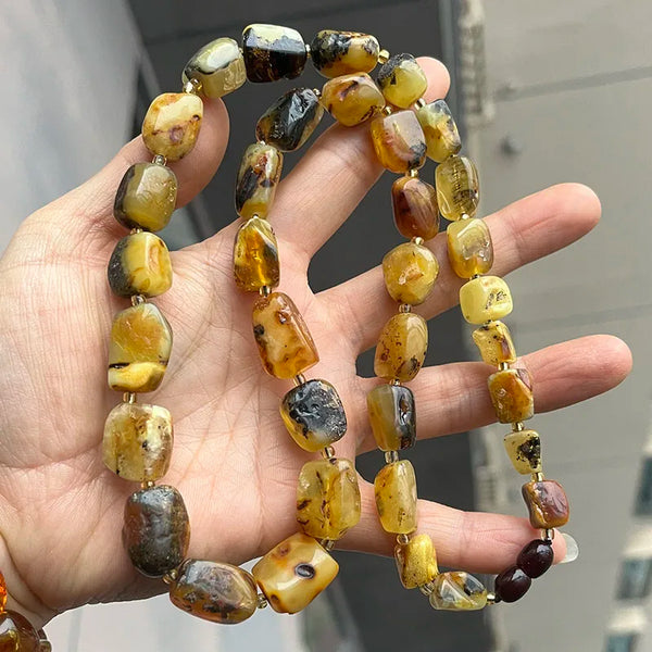 Yellow Amber Bead Necklace-ToShay.org