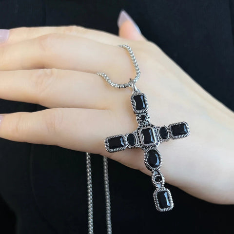Silver Black Cross Pendant-ToShay.org