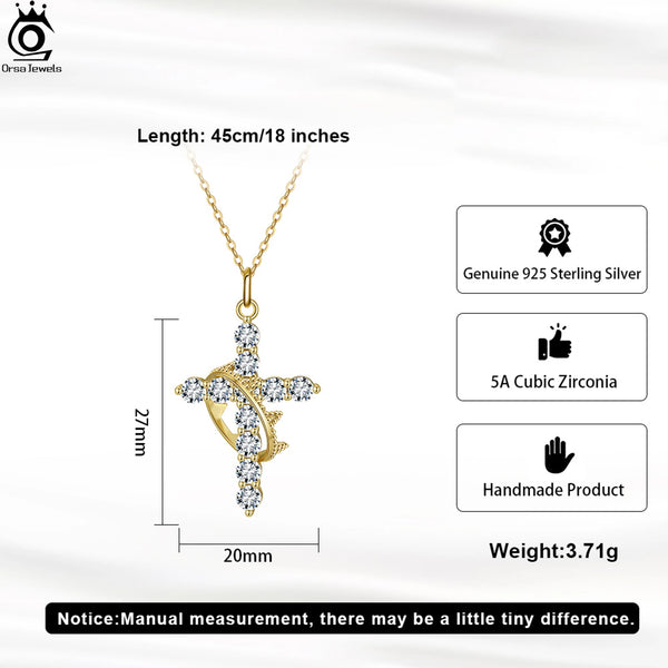 Silver Diamond Cross Pendant-ToShay.org