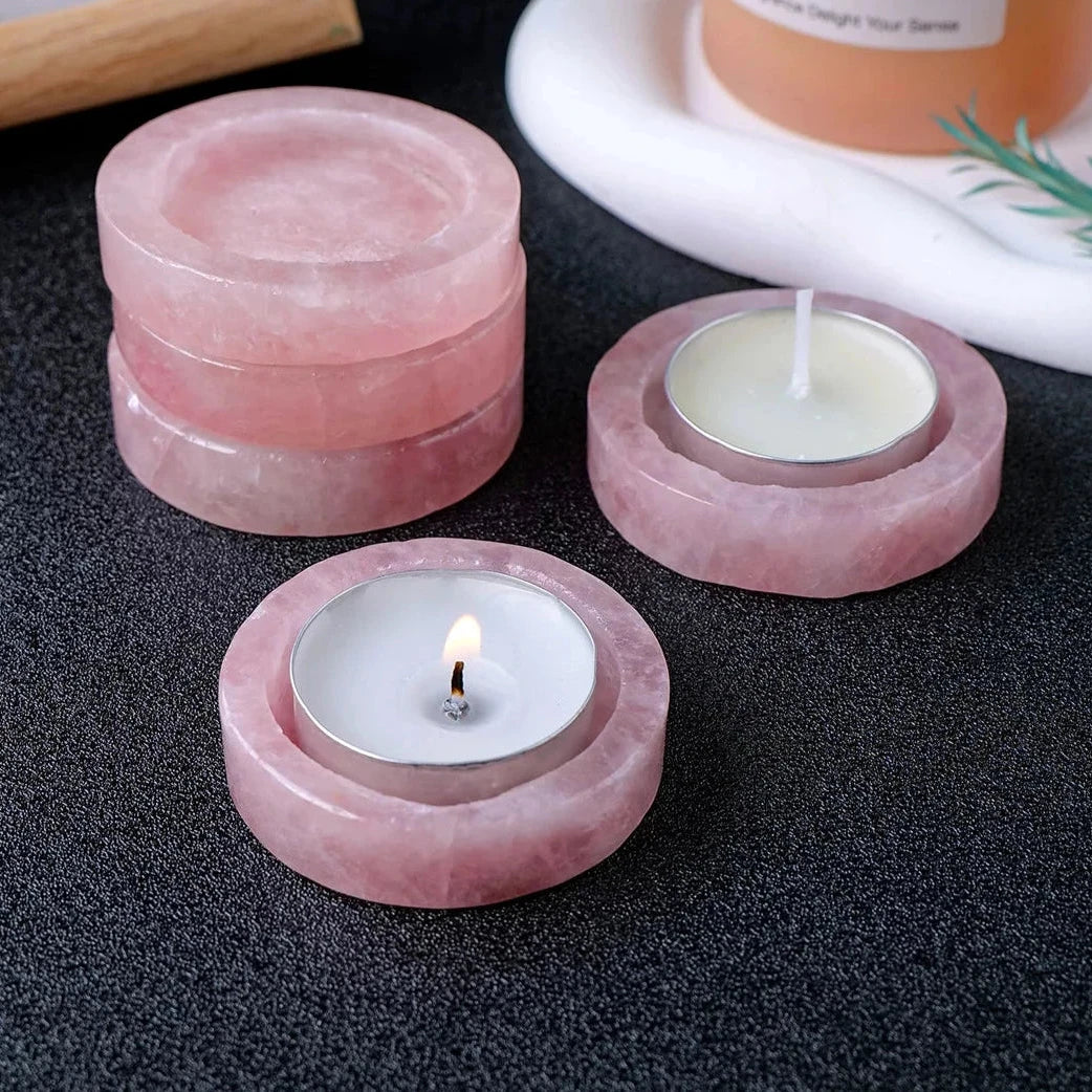 Pink Rose Quartz Candle Holder-ToShay.org