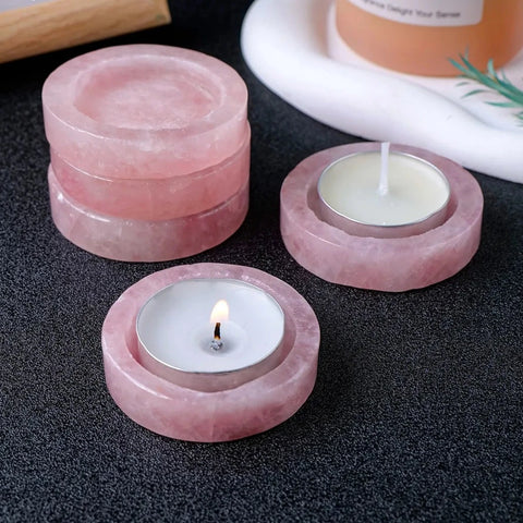 Pink Rose Quartz Candle Holder-ToShay.org
