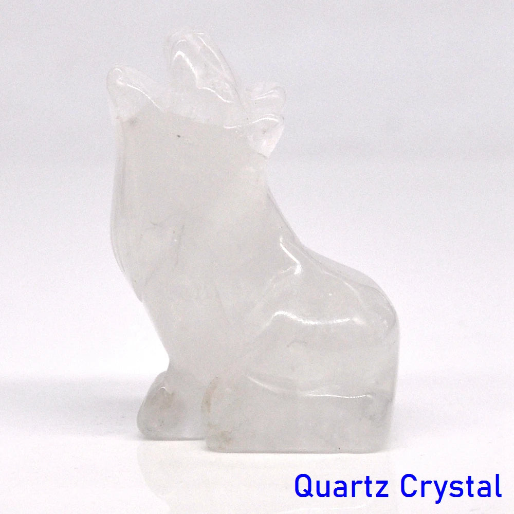 2" Wolf Statue Natural Stone Carved Figure Room Ornament Healing Crystal Reiki Animal Figurine Home Office Desktop Decoration-ToShay.org