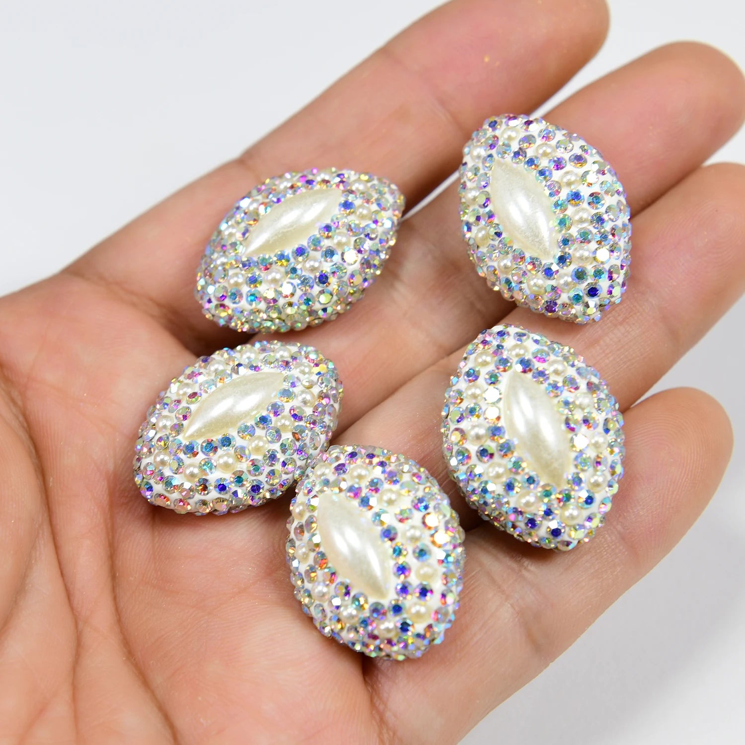 White Pearl Rhinestone Beads-ToShay.org