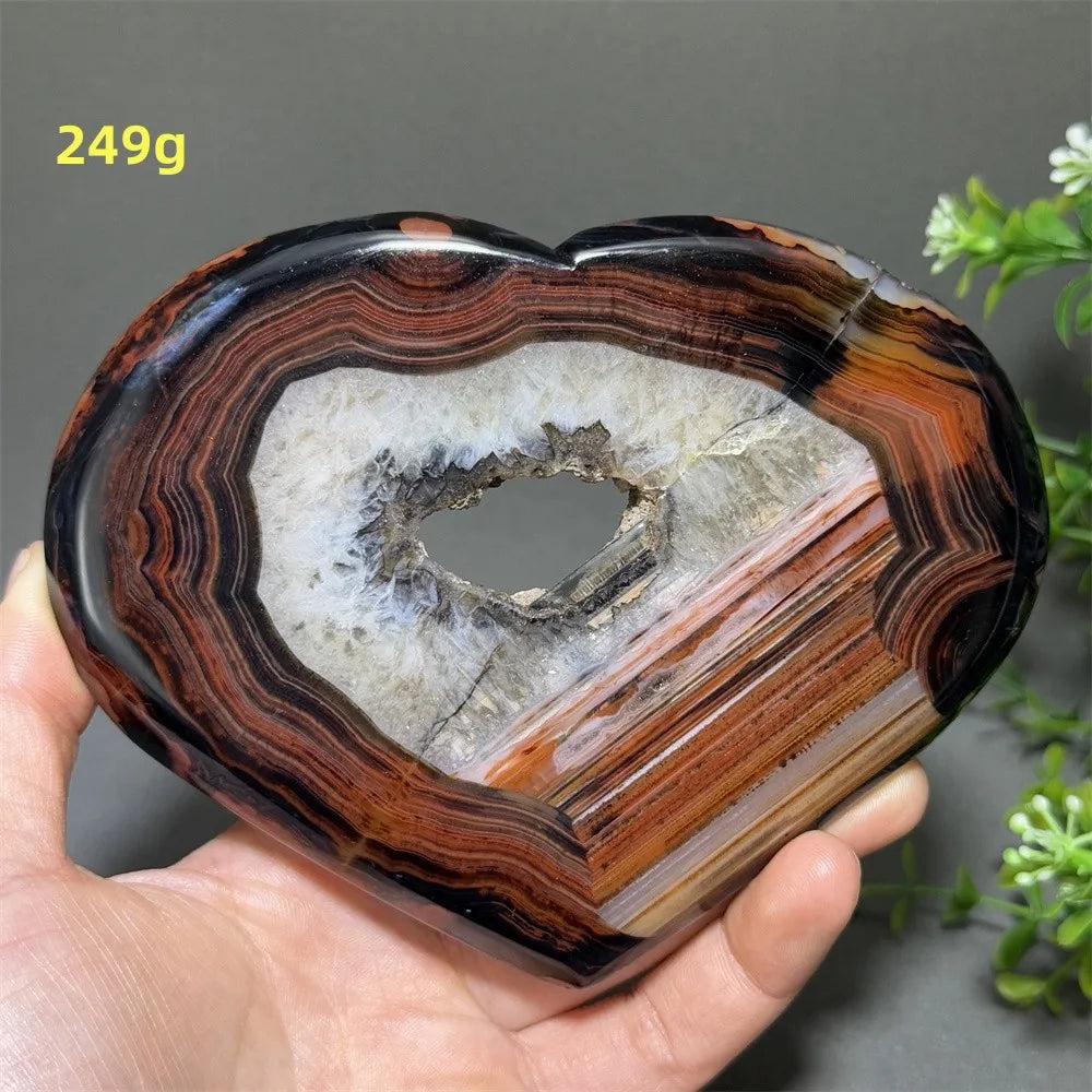 Black Red Striped Agate Hearts-ToShay.org