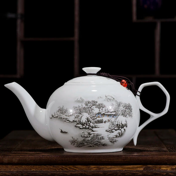 White Painted Porcelain Teapots-ToShay.org