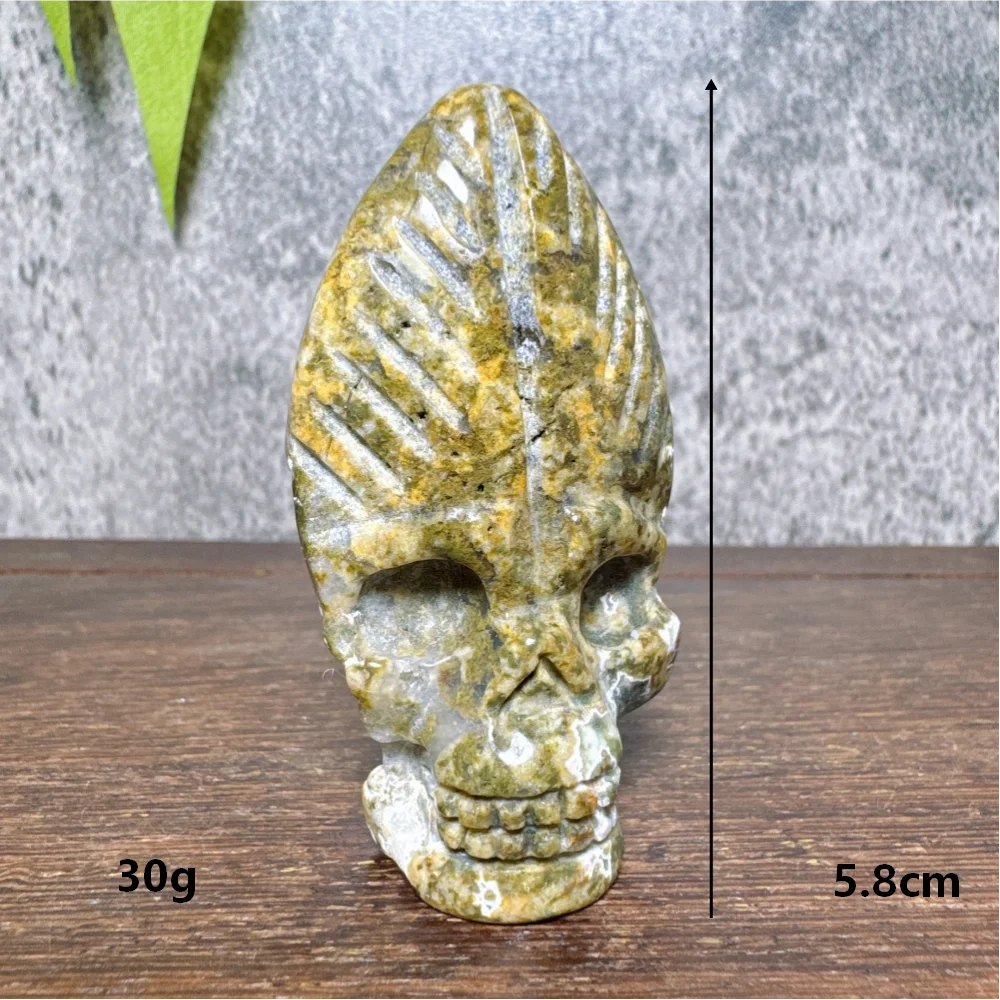 Ocean Jasper Feather Skull-ToShay.org