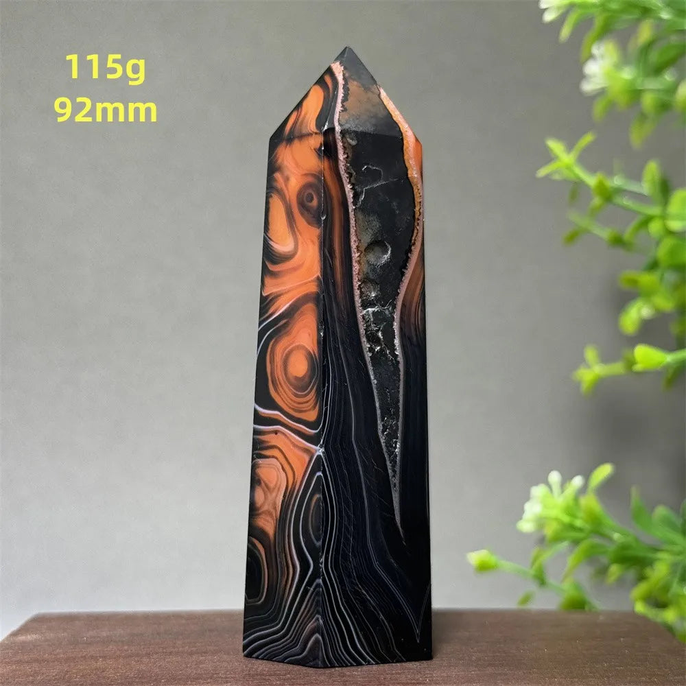 Black Red Agate Stripe Obelisk-ToShay.org
