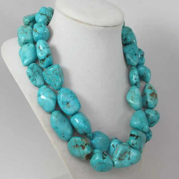 Blue Turquoise Bead Necklace-ToShay.org