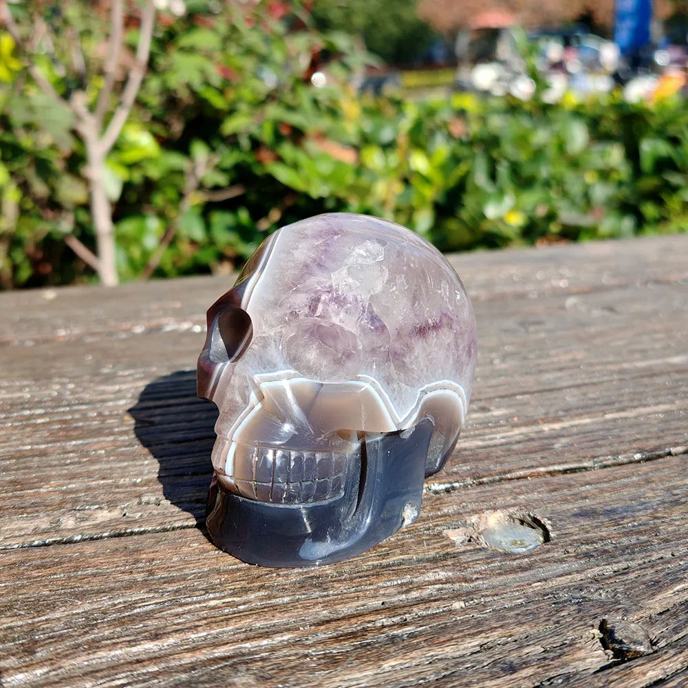 Grey Agate Geode Skull-ToShay.org