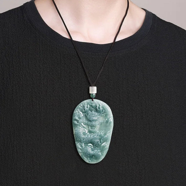 Blue Jade Dragon Pendant-ToShay.org