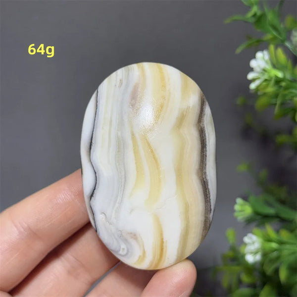 Grey Striped Calcite Palm Stone-ToShay.org