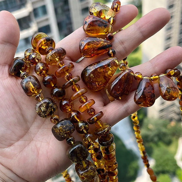 Yellow Amber Bead Necklace-ToShay.org