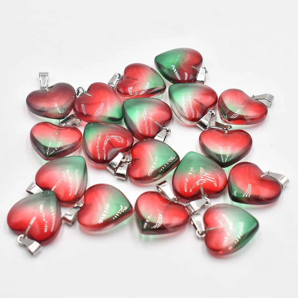 Mixed Glass Crystal Heart Pendants-ToShay.org