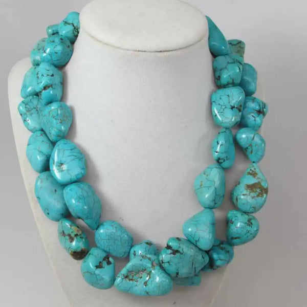 Blue Turquoise Bead Necklace-ToShay.org